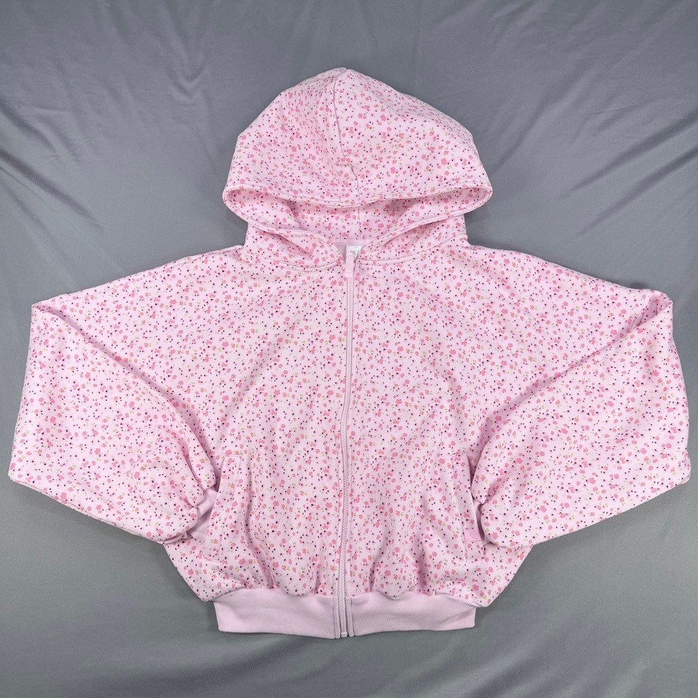 Blogilates Womens XS Pink Floral Cotton Marshmallow Hoodie Oversized Zip Up - Picture 11 of 11